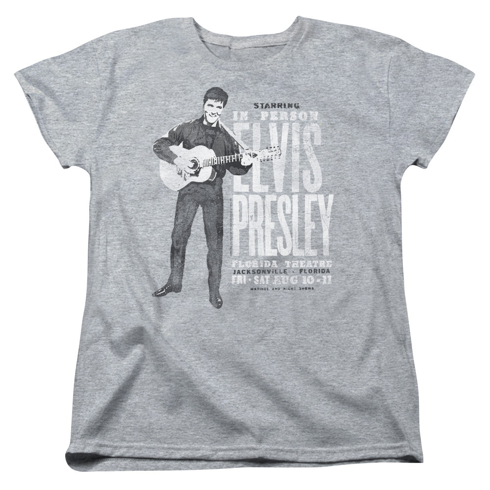 Elvis Presley - In Person - Short Sleeve Womens Tee - Athletic Heather T-shirt