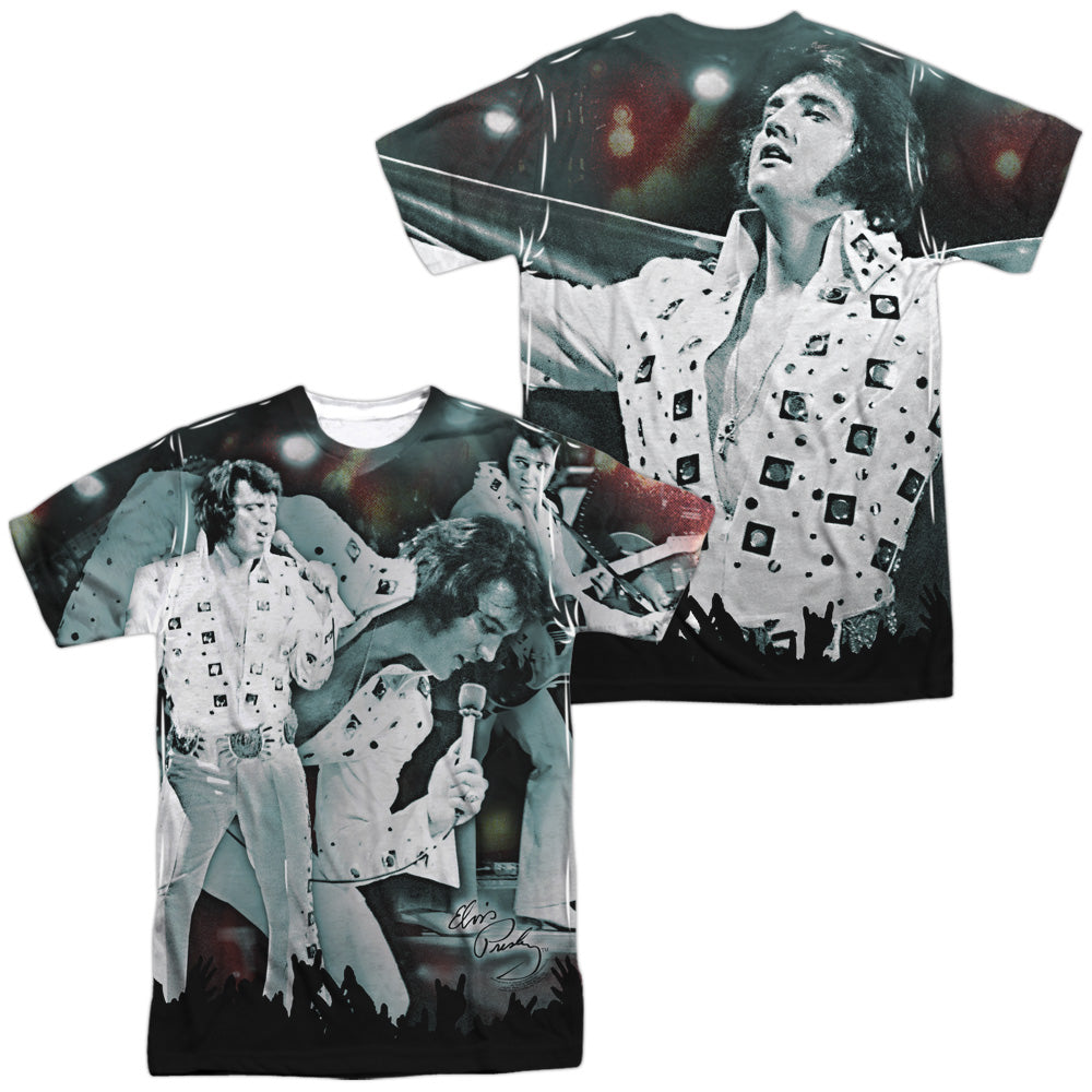 Elvis Presley - Now Playing (Front/back Print) - Short Sleeve Adult Poly Crew - White T-shirt