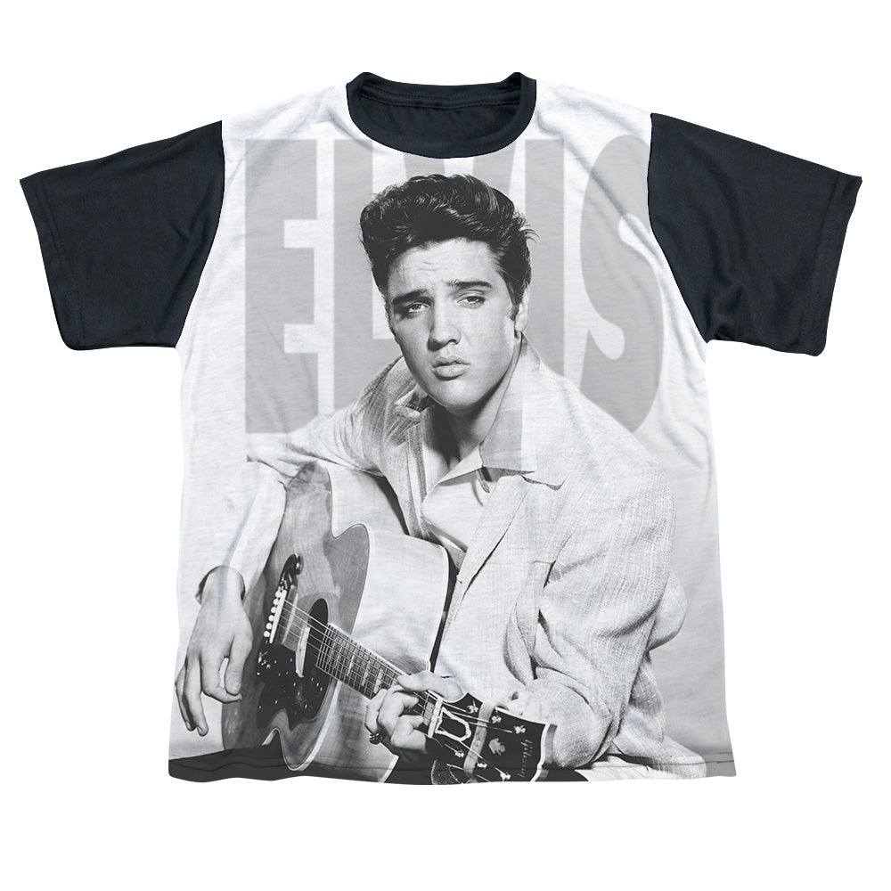 Elvis Presley - Play Me A Song - Short Sleeve Youth White Front Black Back   - White T-shirt