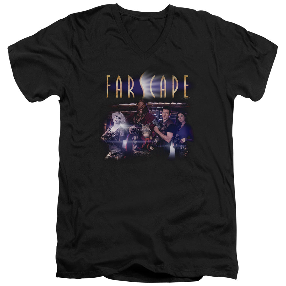 FARSCAPE FLARESCAPE - S/S ADULT V-NECK 30/1 - BLACK T-Shirt