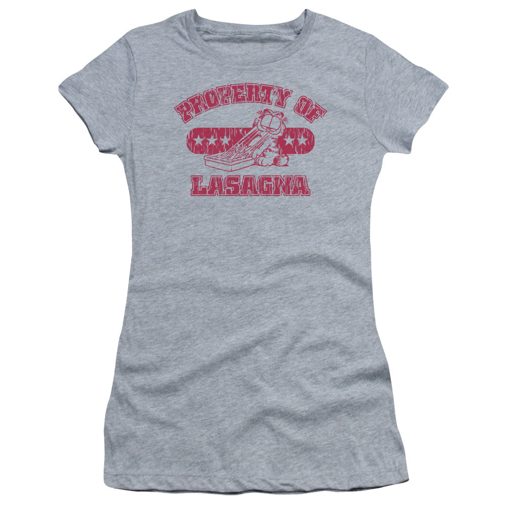 Garfield - Property Of Lasagna - Short Sleeve Junior Sheer - Athletic Heather T-shirt