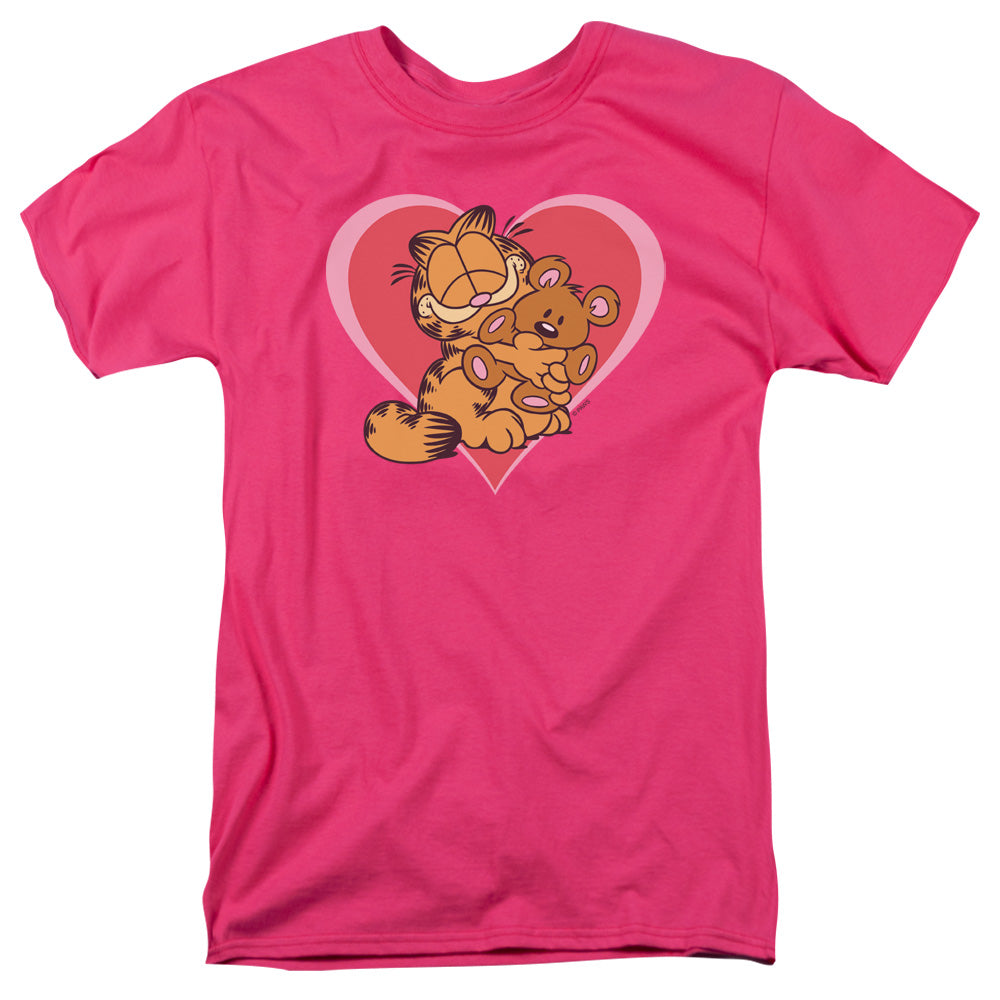 Garfield - Cute Ncuddly - Short Sleeve Adult 18/1 - Hot Pink T-shirt