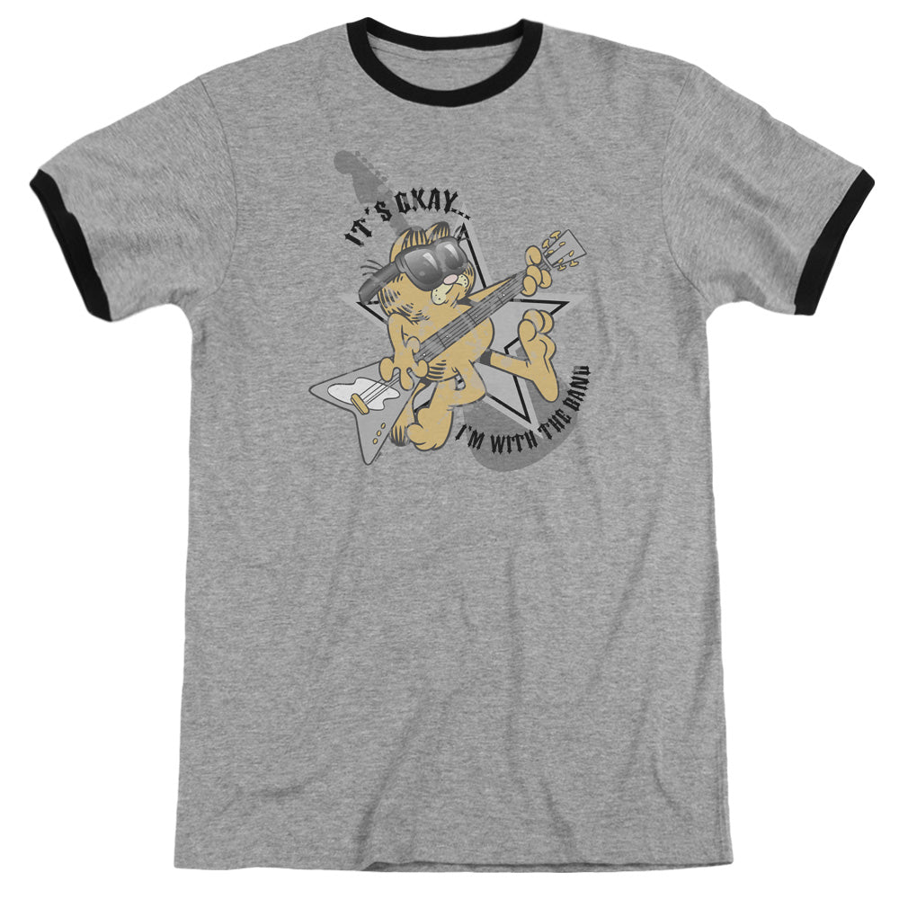 Garfield - Im With The Band - Adult Ringer - Heather/black