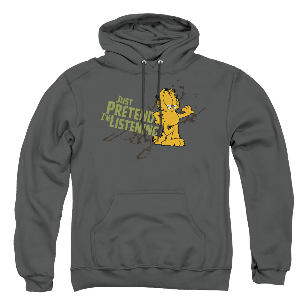 Garfield - Just Pretend I&#39;m Listening - Adult Pull-over Hoodie - Charcoal