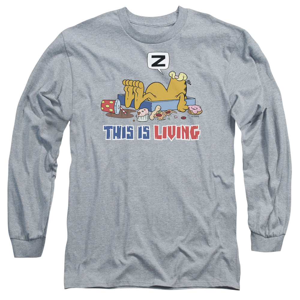 Garfield - This Is Living - Long Sleeve Adult 18/1 - Athletic Heather T-shirt