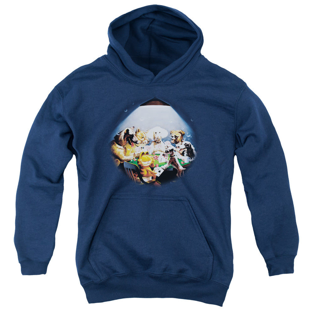 Garfield - Playing With The Big Dogs - Youth Pull-over Hoodie - Navy