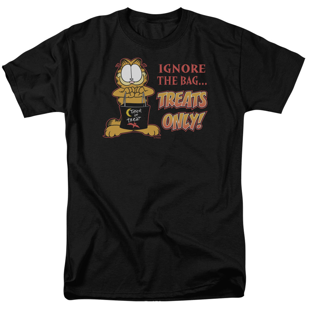 Garfield - Treats Only - Short Sleeve Adult 18/1 - Black T-shirt