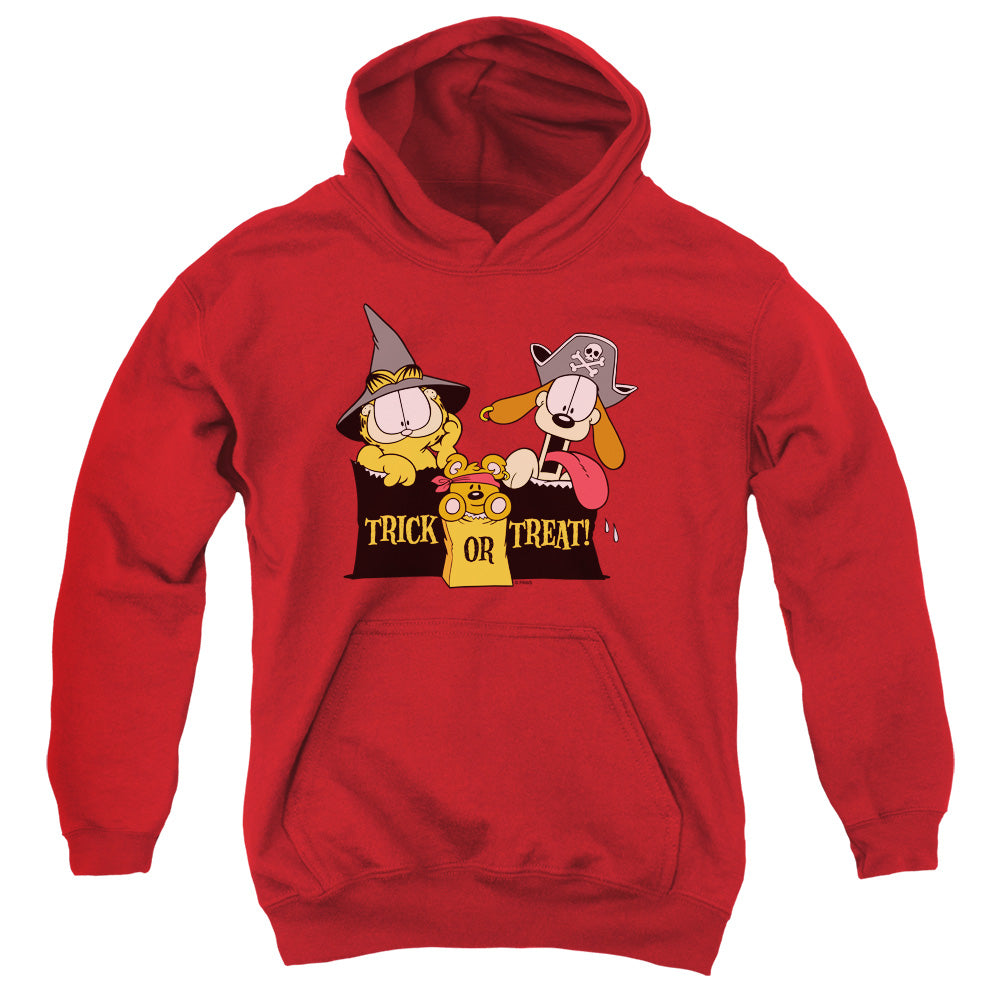 Garfield Trick Or Treat-youth Pull-over Hoodie - Red