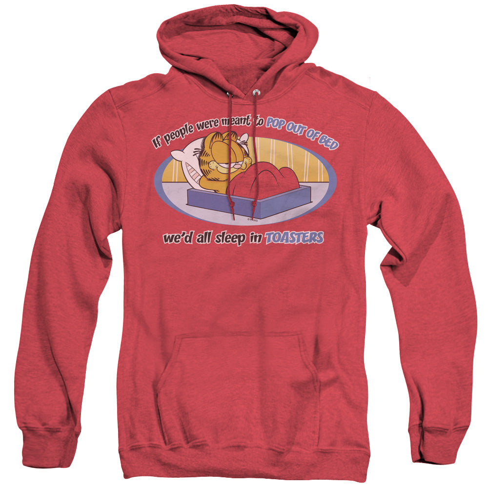 Garfield - Pop Out Of Bed - Adult Heather Hoodie - Red