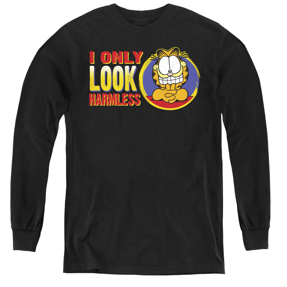 Garfield - I Only Look Harmless - Youth Long Sleeve Tee - Black