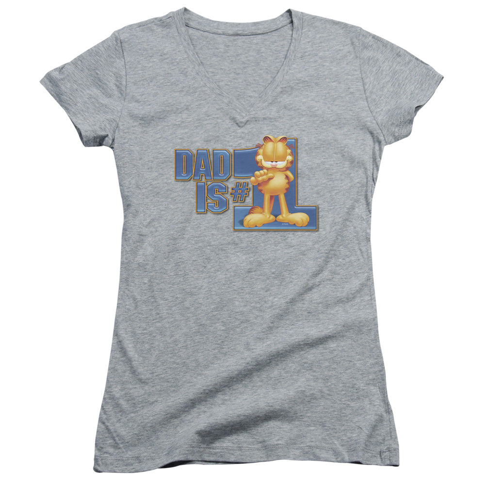 Garfield - Dad Is Number One - Junior V-neck - Athletic Heather