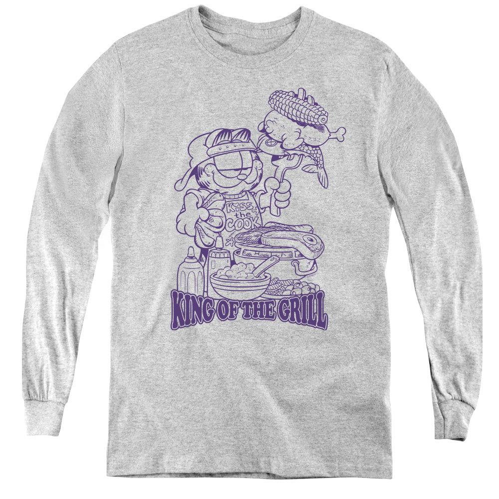 Garfield - King Of The Grill - Youth Long Sleeve Tee - Athletic Heather