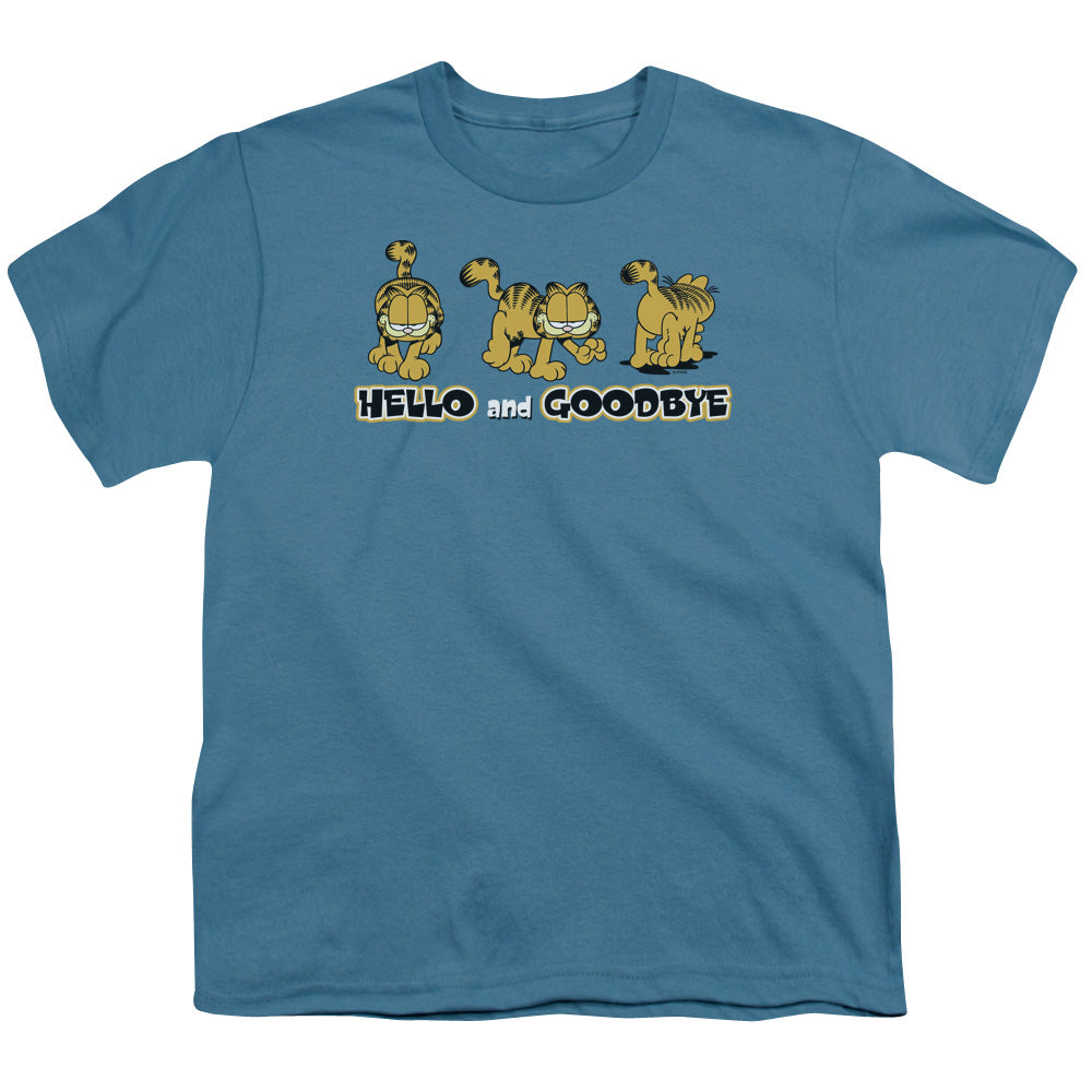 Garfield - Hello And Goodbye - Short Sleeve Youth 18/1 - Slate T-shirt