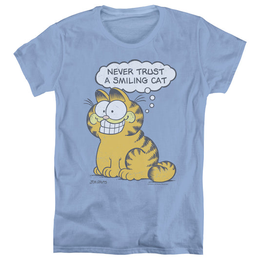 Garfield - Smiling Cat - Short Sleeve Womens Tee - Carolina Blue T-shirt