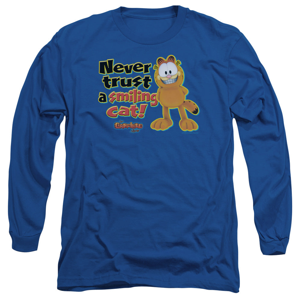 Garfield - Smiling - Long Sleeve Adult 18/1 - Royal Blue T-shirt