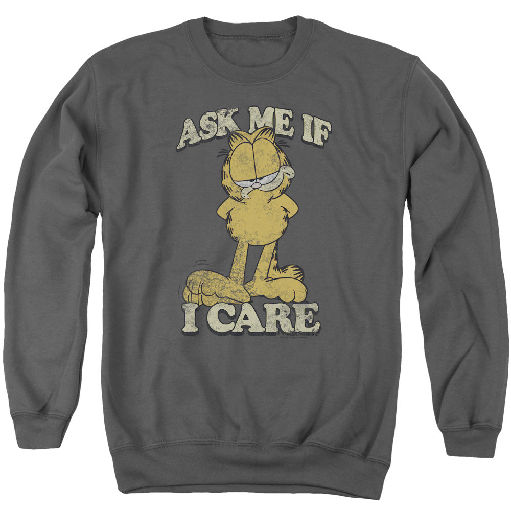 Garfield - Ask Me - Adult Crewneck Sweatshirt - Charcoal