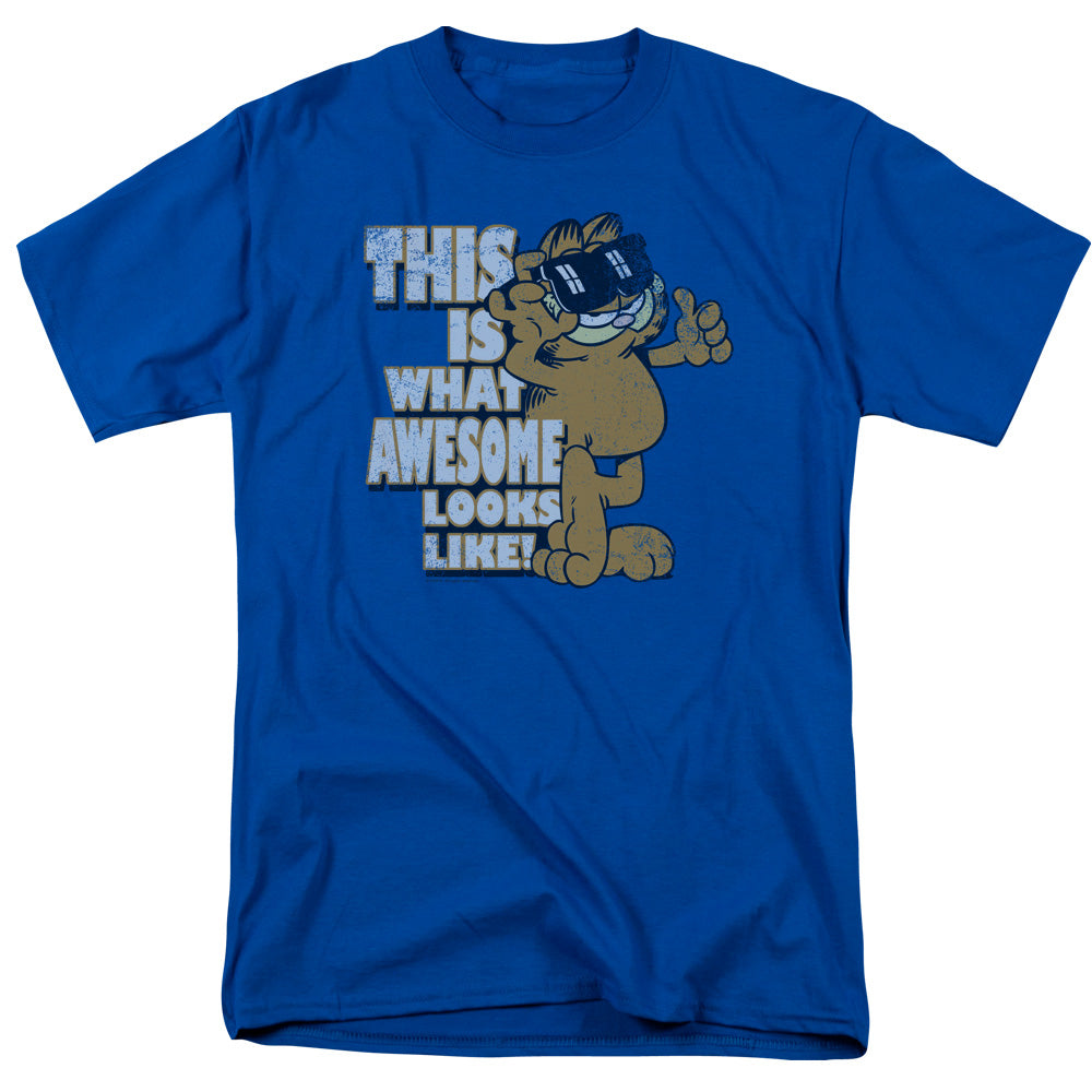 Garfield - Awesome - Short Sleeve Adult 18/1 - Royal Blue T-shirt