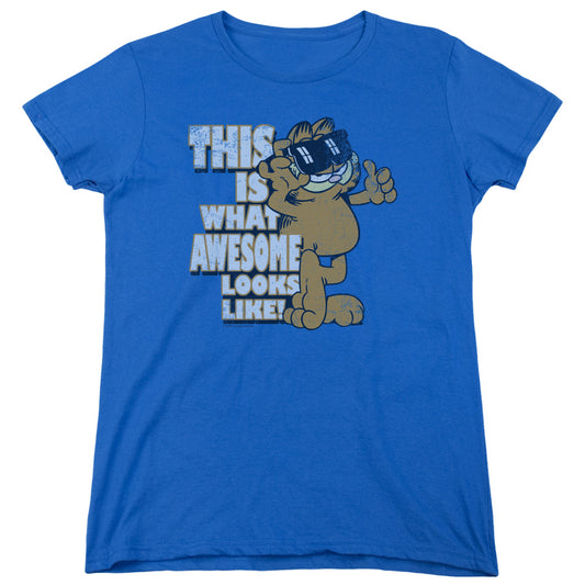 Garfield - Awesome - Short Sleeve Womens Tee - Royal Blue T-shirt