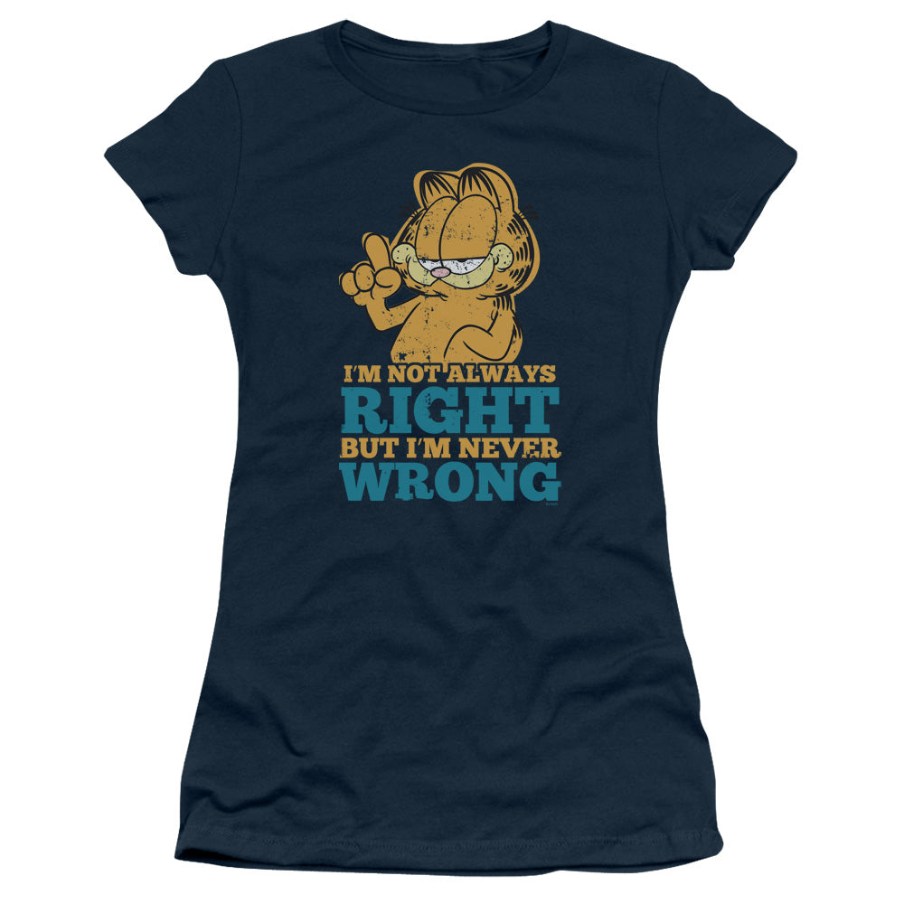 Garfield - Never Wrong - Short Sleeve Junior Sheer - Navy T-shirt