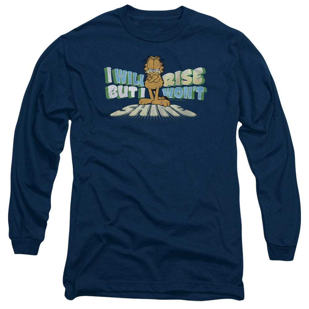 Garfield - Rise Not Shine - Long Sleeve Adult 18/1 - Navy T-shirt