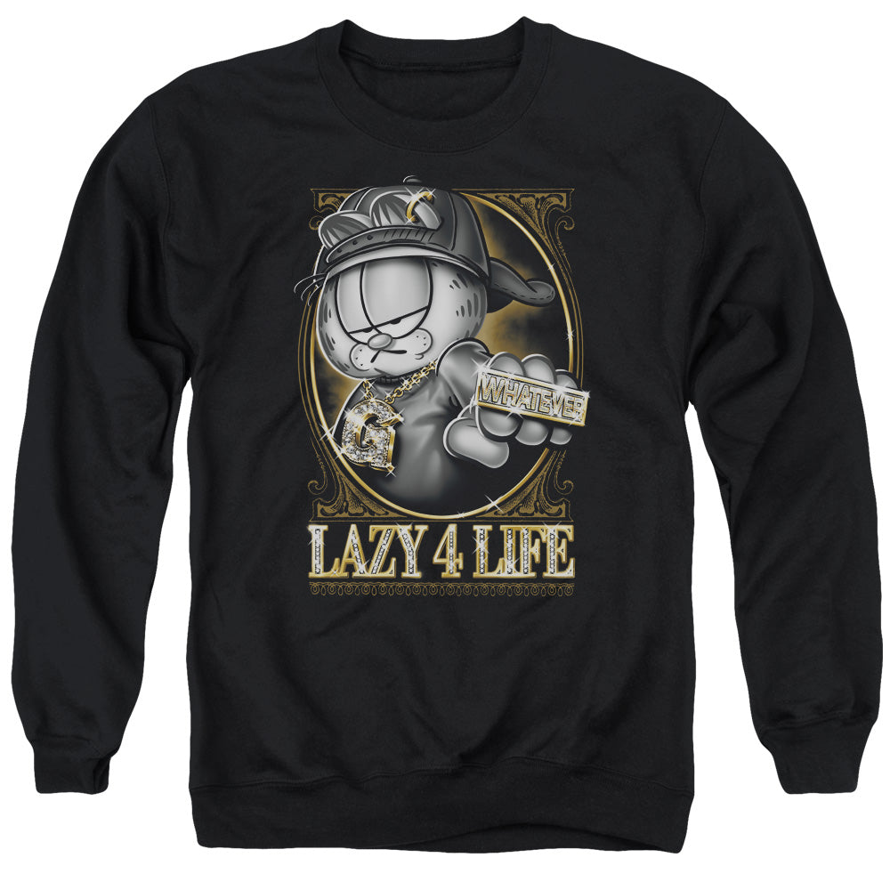 Garfield - Lazy 4 Life - Adult Crewneck Sweatshirt - Black