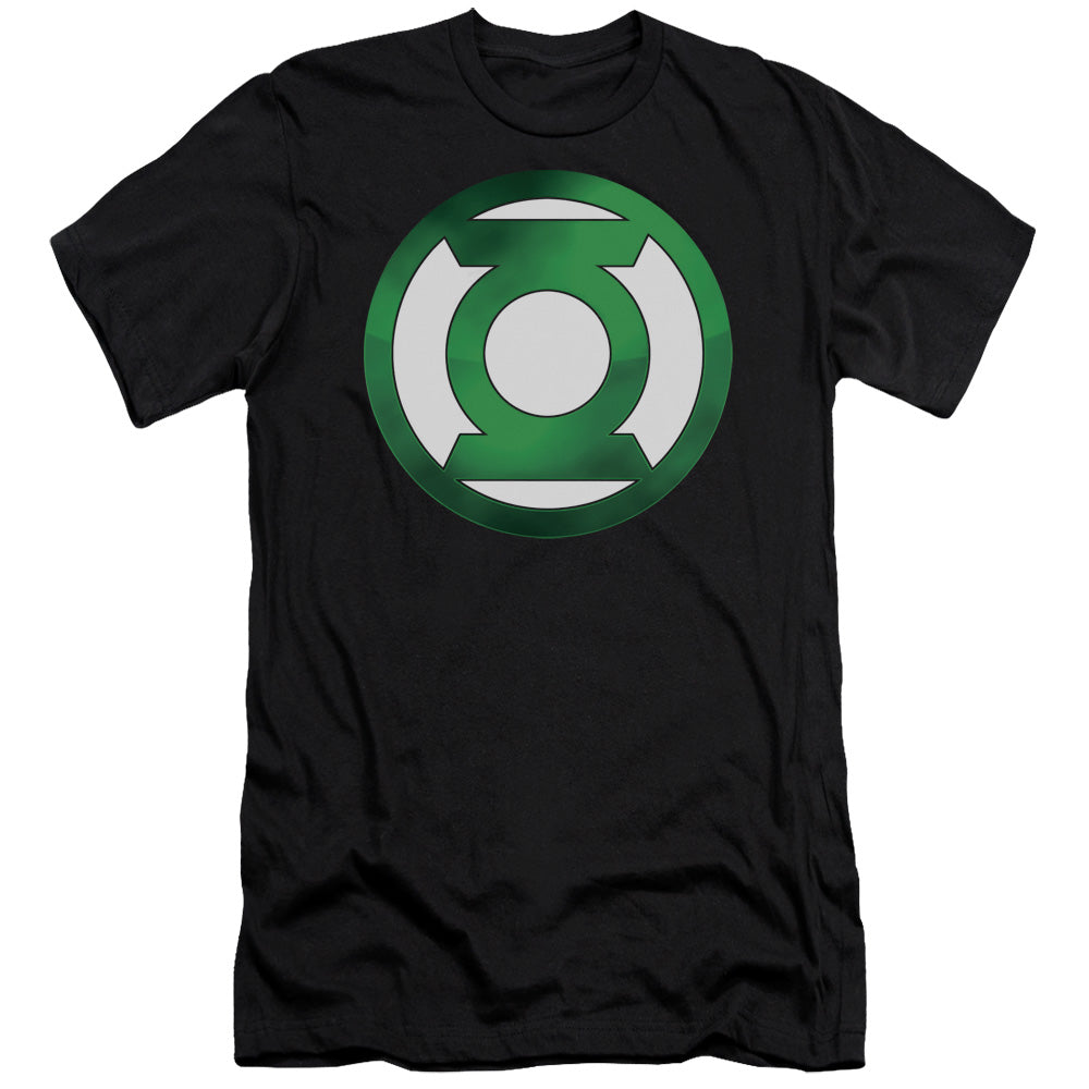 Green Lantern - Green Chrome Logo - Short Sleeve Adult 30/1 - Black T-shirt