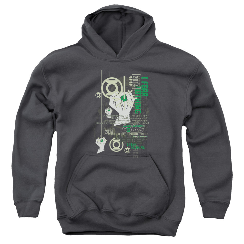 Green Lantern - Core Strength - Youth Pull-over Hoodie - Charcoal