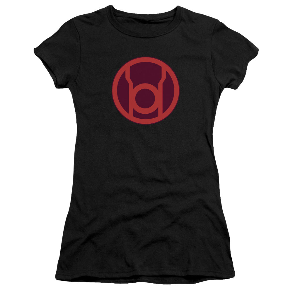 Green Lantern - Red Symbol - Short Sleeve Junior Sheer - Black T-shirt