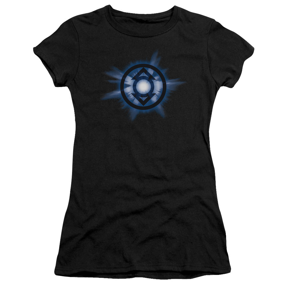 Green Lantern - Indigo Glow - Short Sleeve Junior Sheer - Black T-shirt