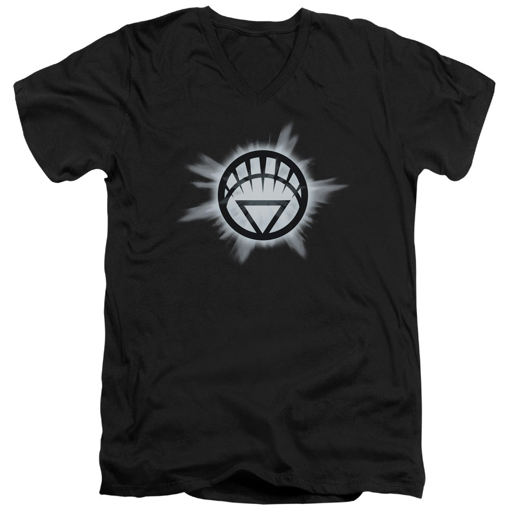 Green Lantern - White Glow - Short Sleeve Adult V-neck - Black T-shirt