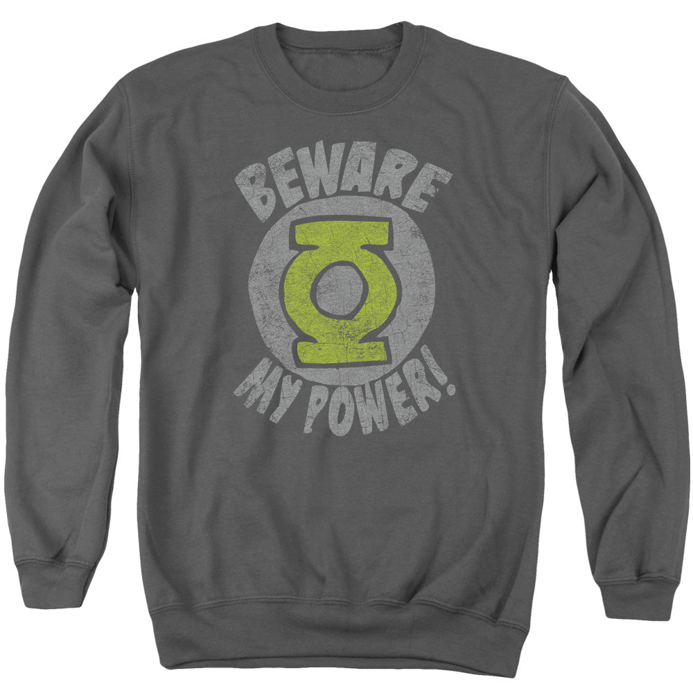 Green Lantern - Beware - Adult Crewneck Sweatshirt - Charcoal