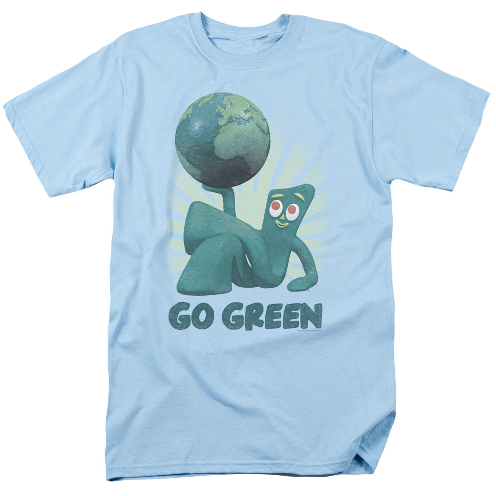 Gumby - Go Green - Short Sleeve Adult 18/1 - Light Blue T-shirt