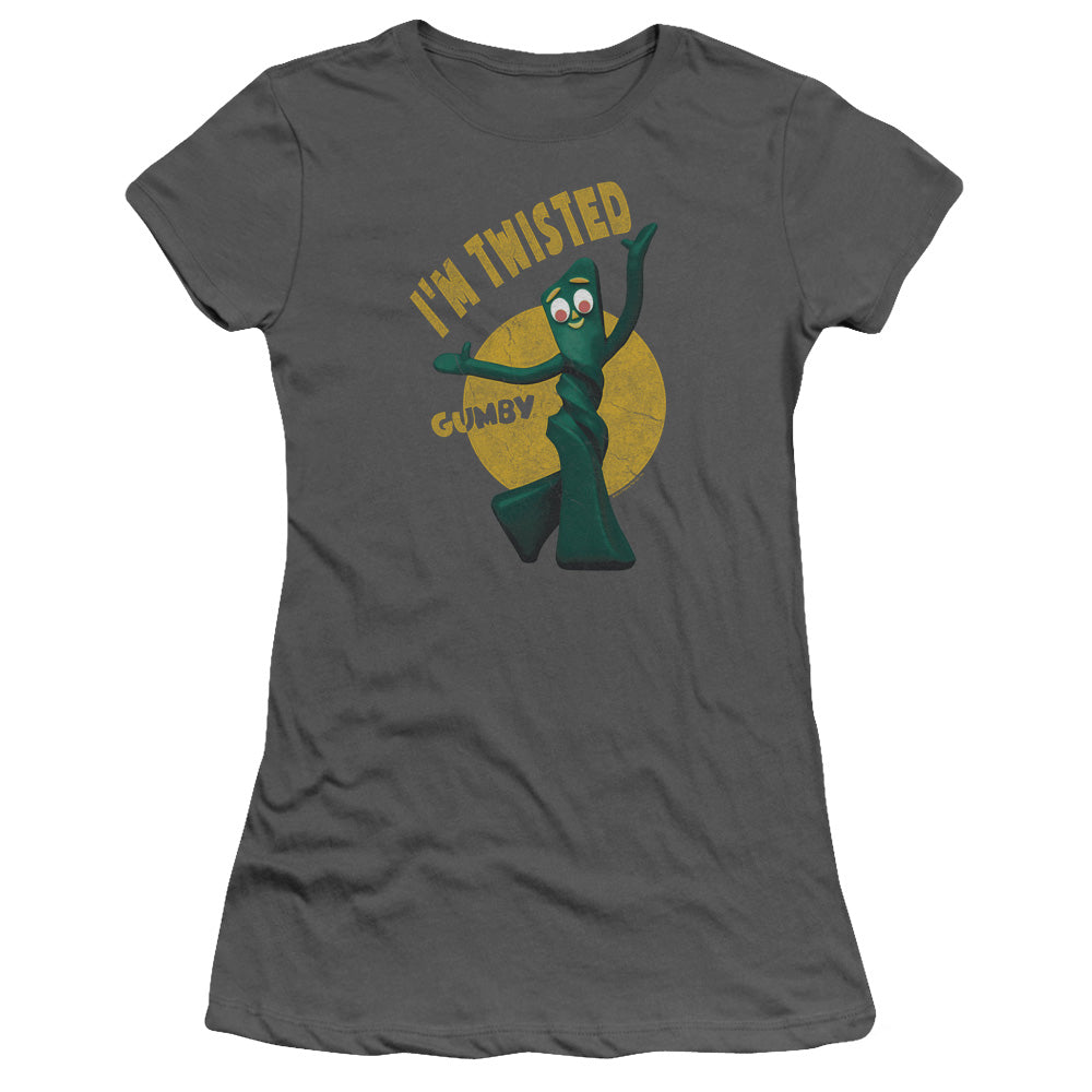 Gumby - Twisted - Short Sleeve Junior Sheer - Charcoal T-shirt