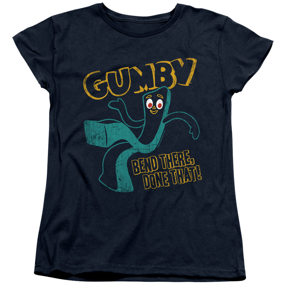 Gumby - Bend There - Short Sleeve Womens Tee - Navy T-shirt