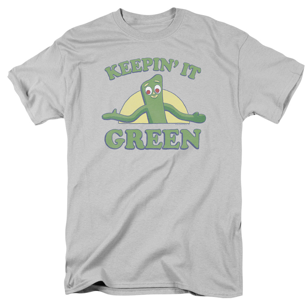 Gumby - Keepin It Green - Short Sleeve Adult 18/1 - Silver T-shirt