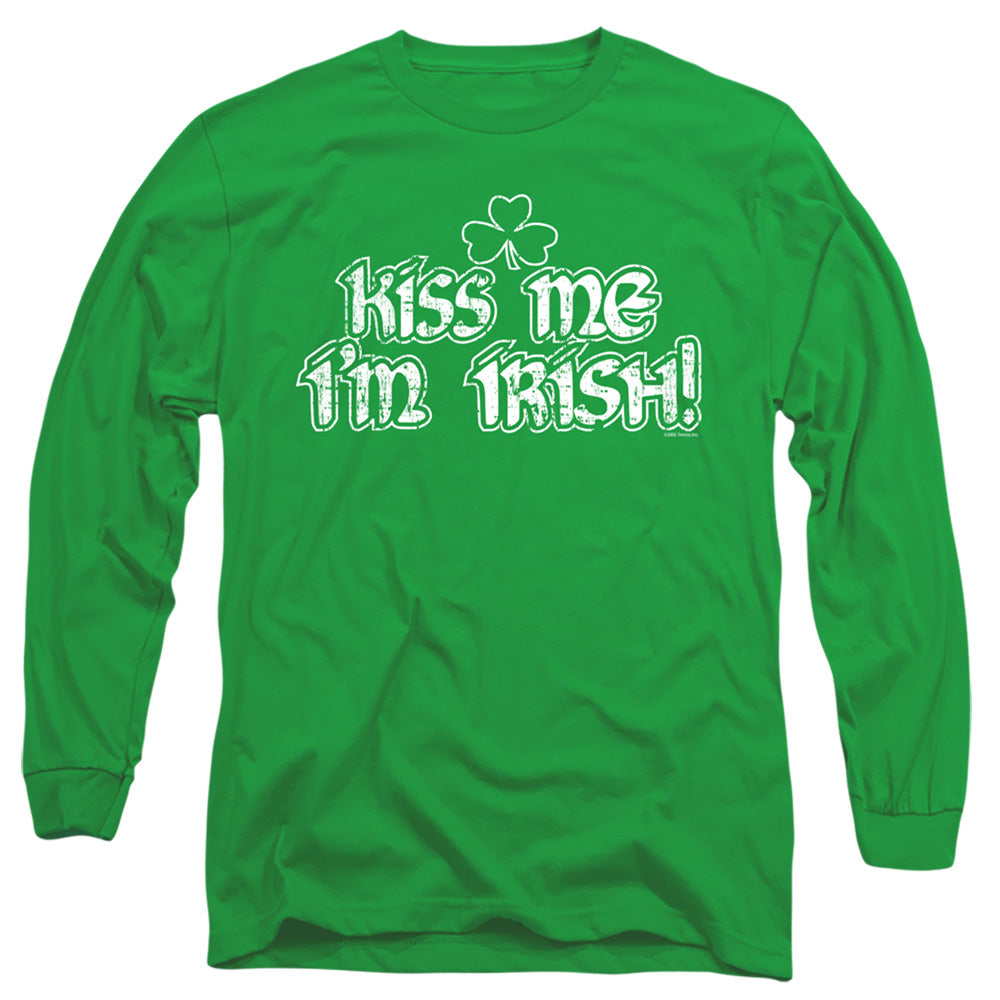 Kiss Me Im Irish - Long Sleeve Adult 18 - 1 - Kelly Green T-shirt