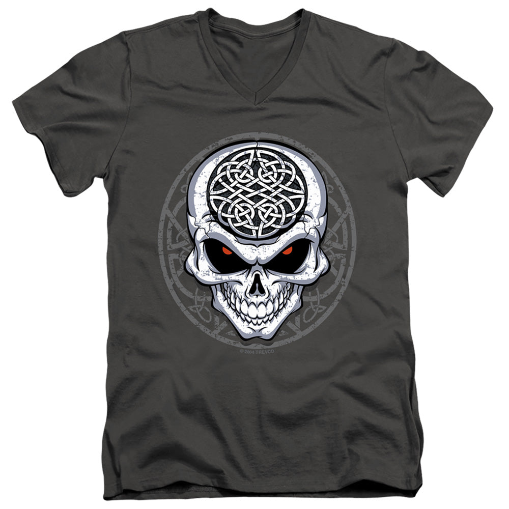 Celtic Skull - Short Sleeve Adult V-neck - Charcoal T-shirt