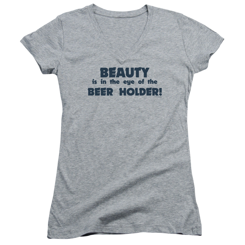 Eye Of The Beer Holder - Junior V-neck - Athletic Heather