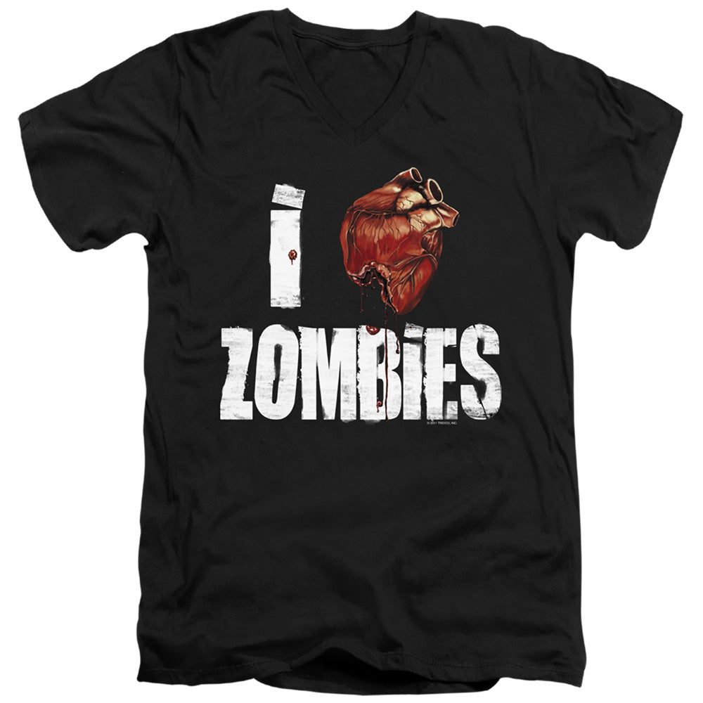 I Bloody Heart Zobmies - Short Sleeve Adult V-neck - Black T-shirt