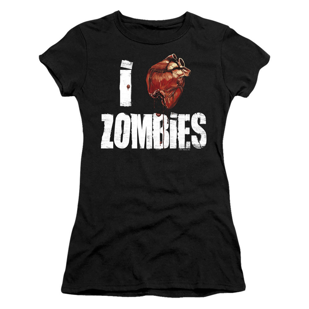 I Bloody Heart Zobmies - Short Sleeve Junior Sheer - Black T-shirt