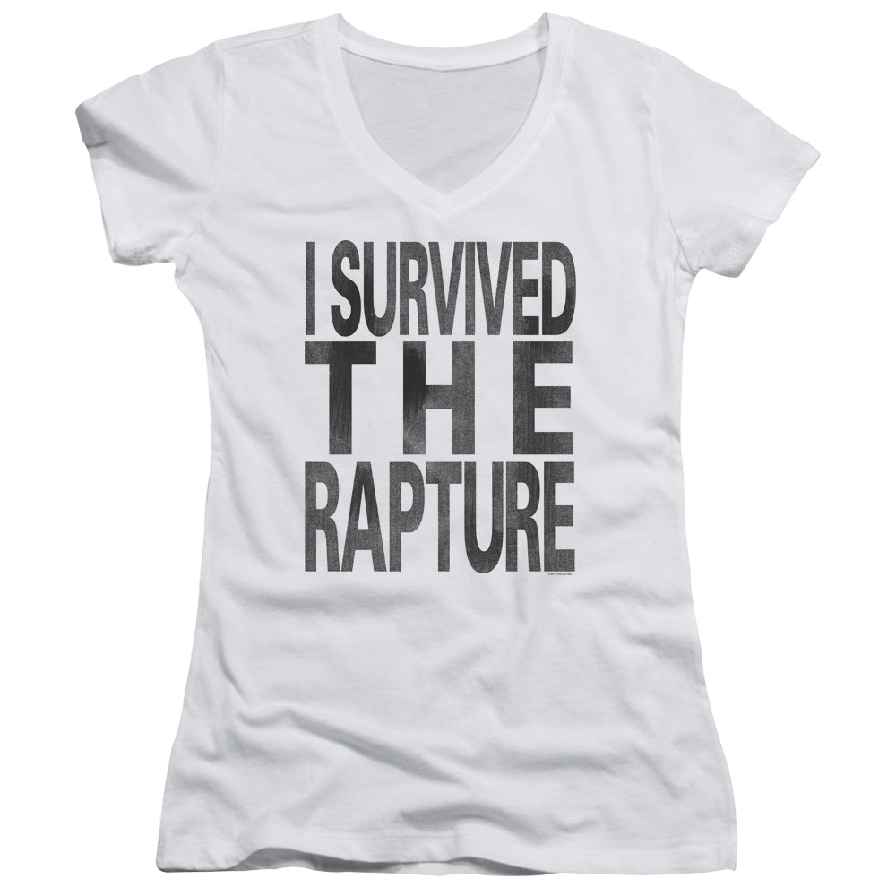 I Survived The Rapture - Junior V-neck - White