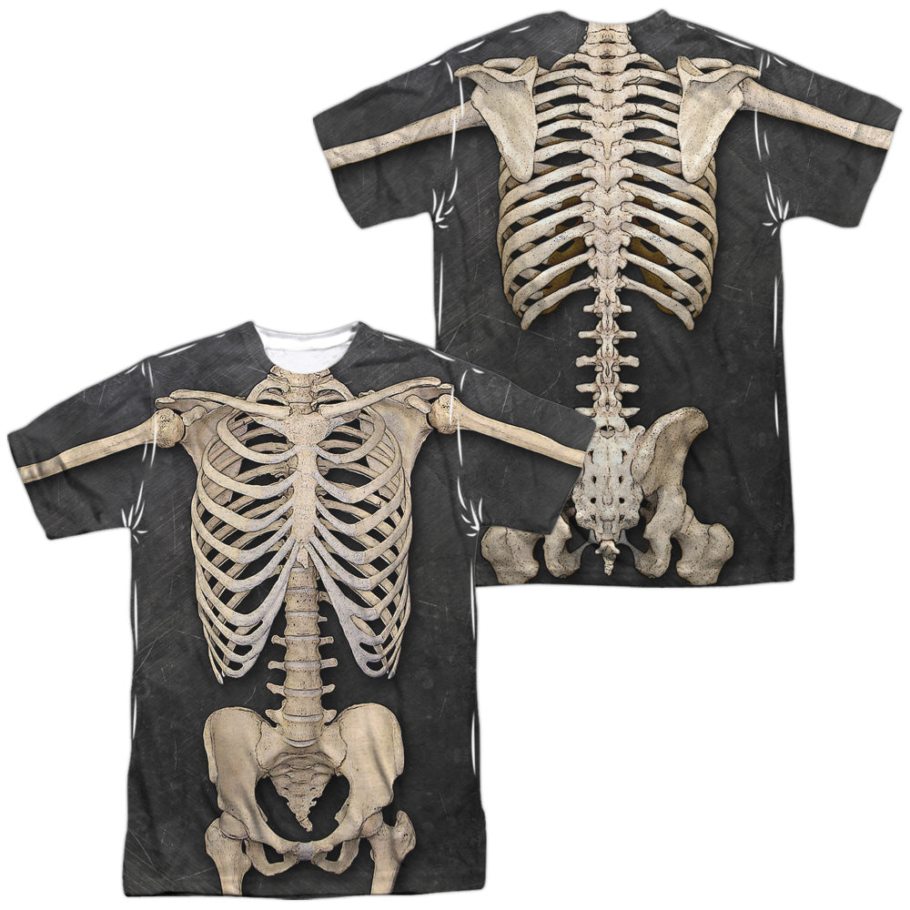 Skeleton Costume (Front - Back Print) - Short Sleeve Adult Poly Crew - White T-shirt