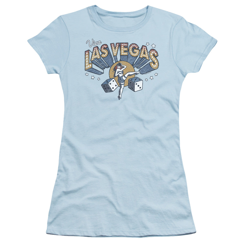 Las Vegas - Short Sleeve Junior Sheer - Light Blue T-shirt