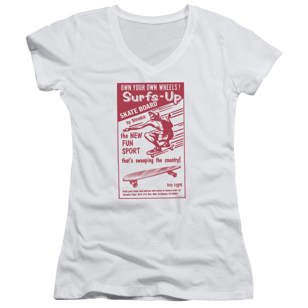 Surfs Up - Junior V-neck - White