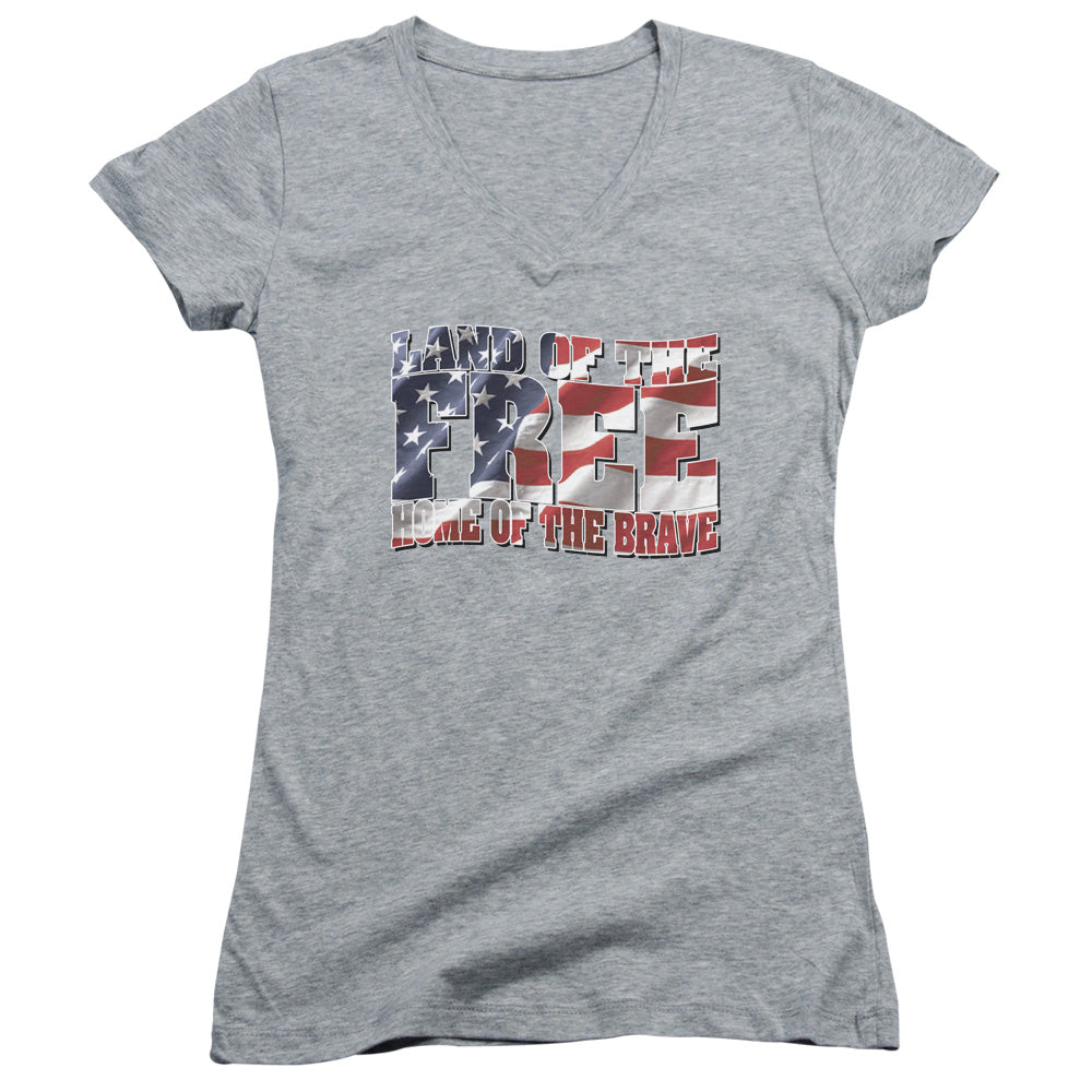 Land Of The Free - Junior V-neck - Athletic Heather