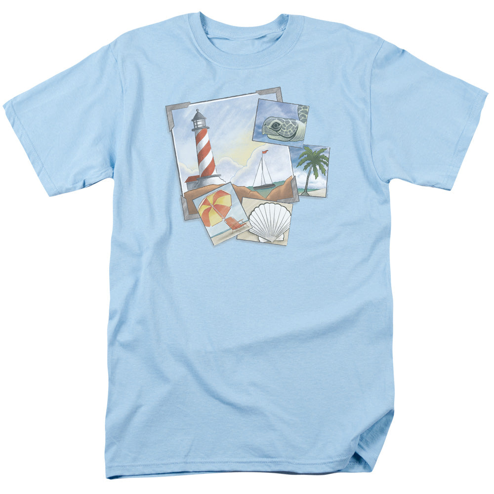 Postcards - Short Sleeve Adult 18 - 1 - Light Blue T-shirt