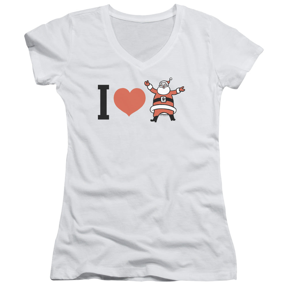 I Heart Santa - Junior V-neck - White