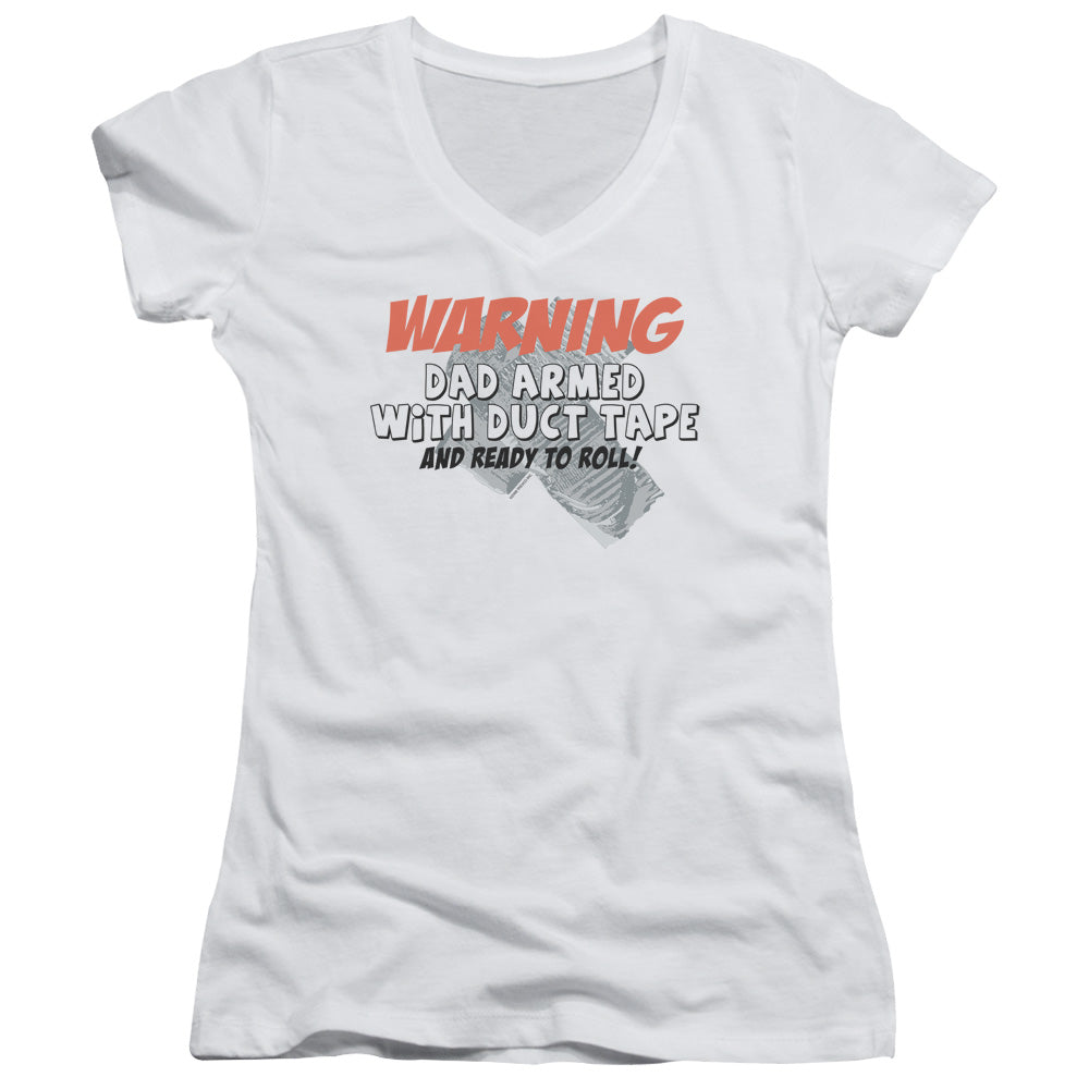 Duct Tape Dad - Junior V-neck - White