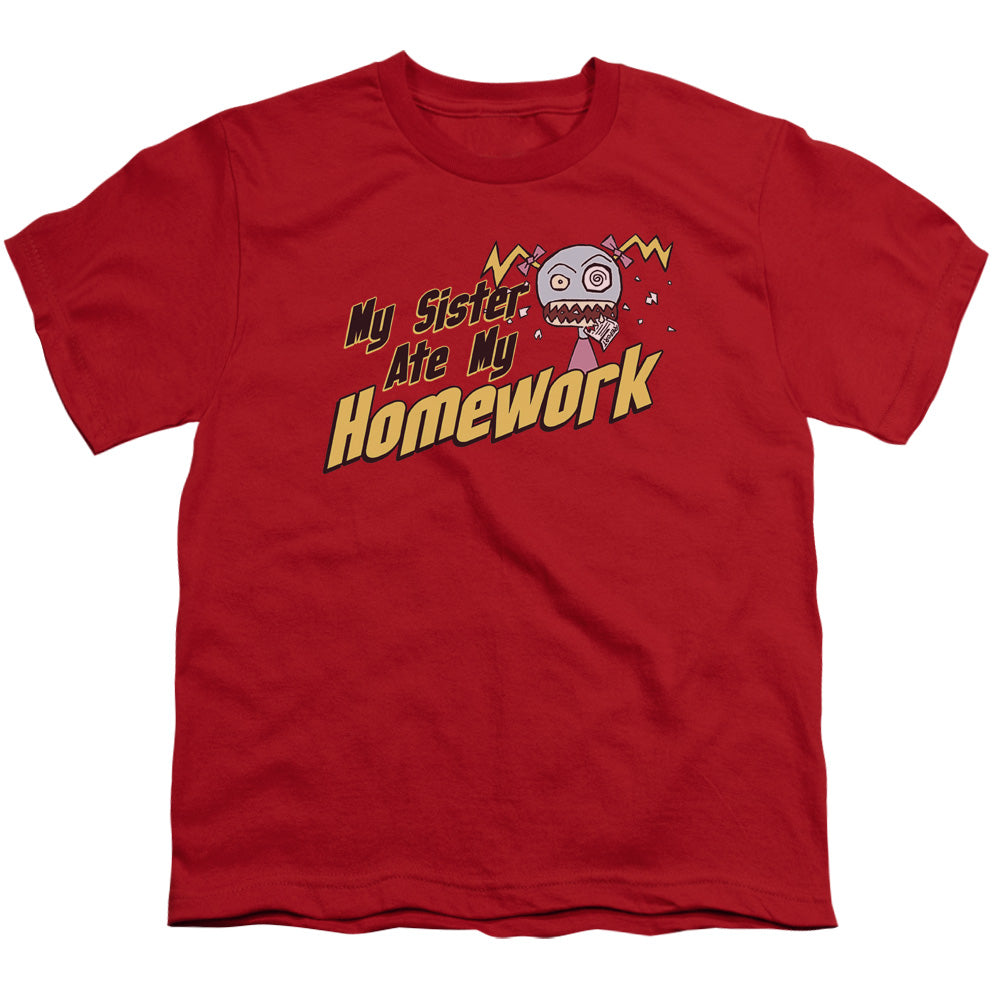 My Sister Ate My Homework - Short Sleeve Youth 18 - 1 - Red T-shirt