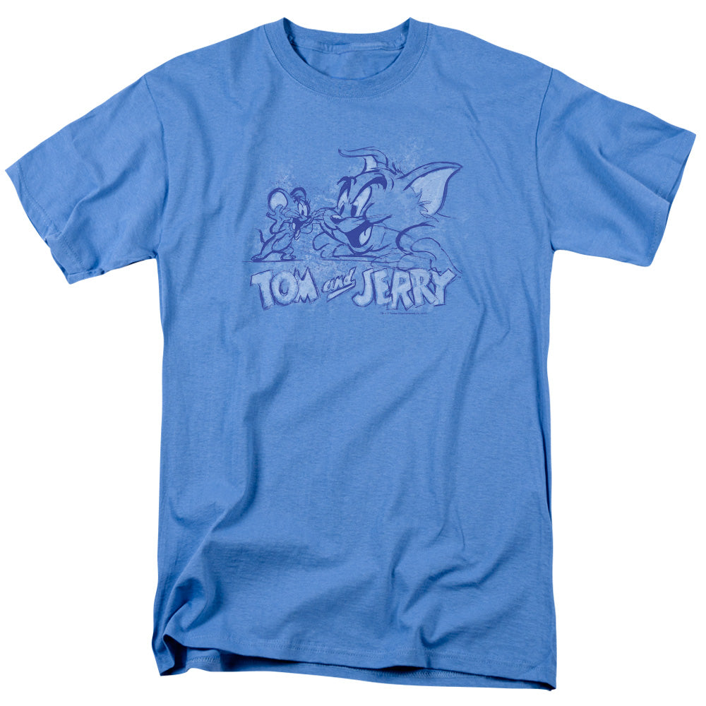 Tom And Jerry - Sketchy - Short Sleeve Adult 18/1 - Carolina Blue T-shirt